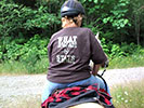 Patricia Pearson on the trail again riding Saige – July 2009